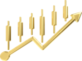 gold metal financial chart simple icon 3d economic graph sign with arrow up trend stock exchange symbol business investment quality design elements free png